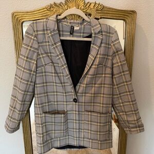 H&M Checkered Blazer in Black and Yellow